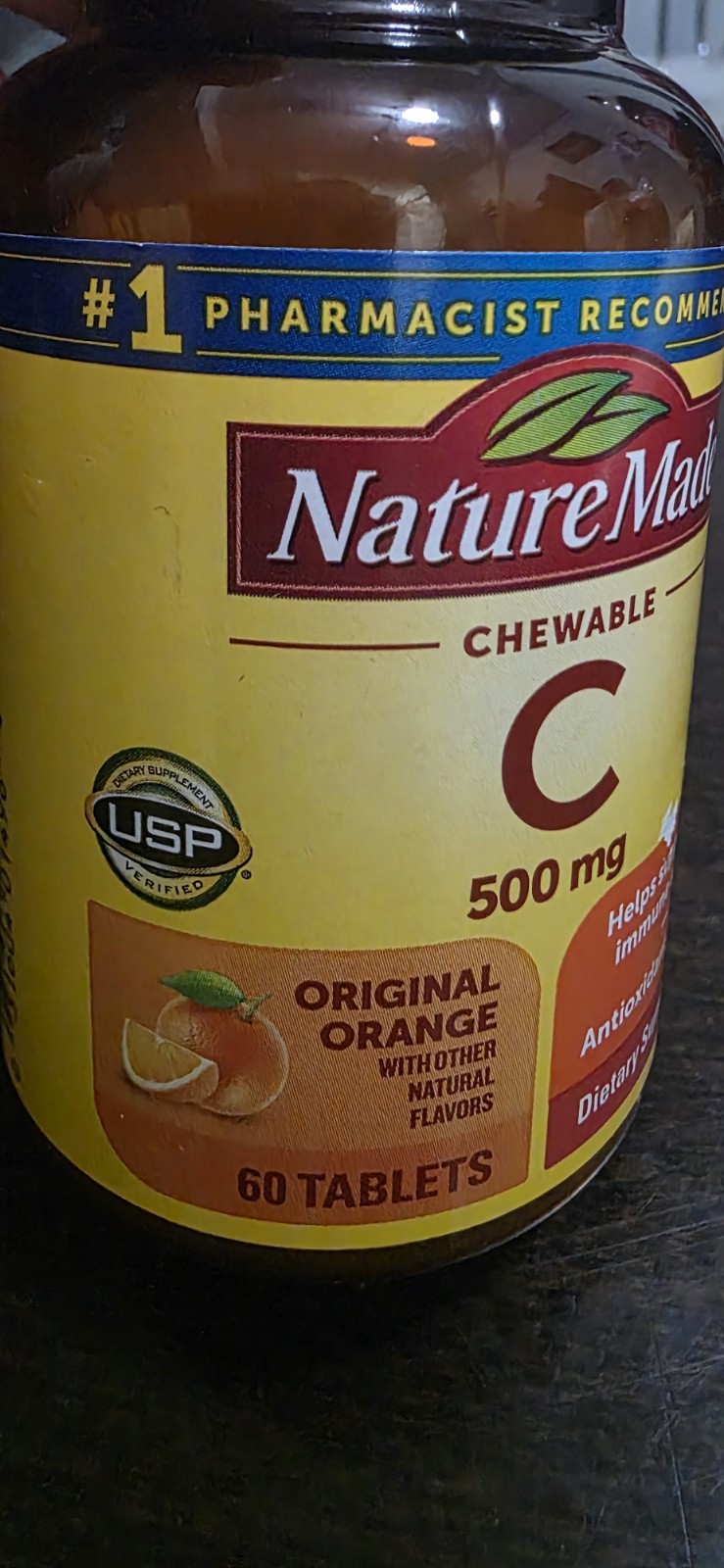Nature Made Chewable Vitamin C 500mg Orange Flavor 60 Tablets Immune Support
