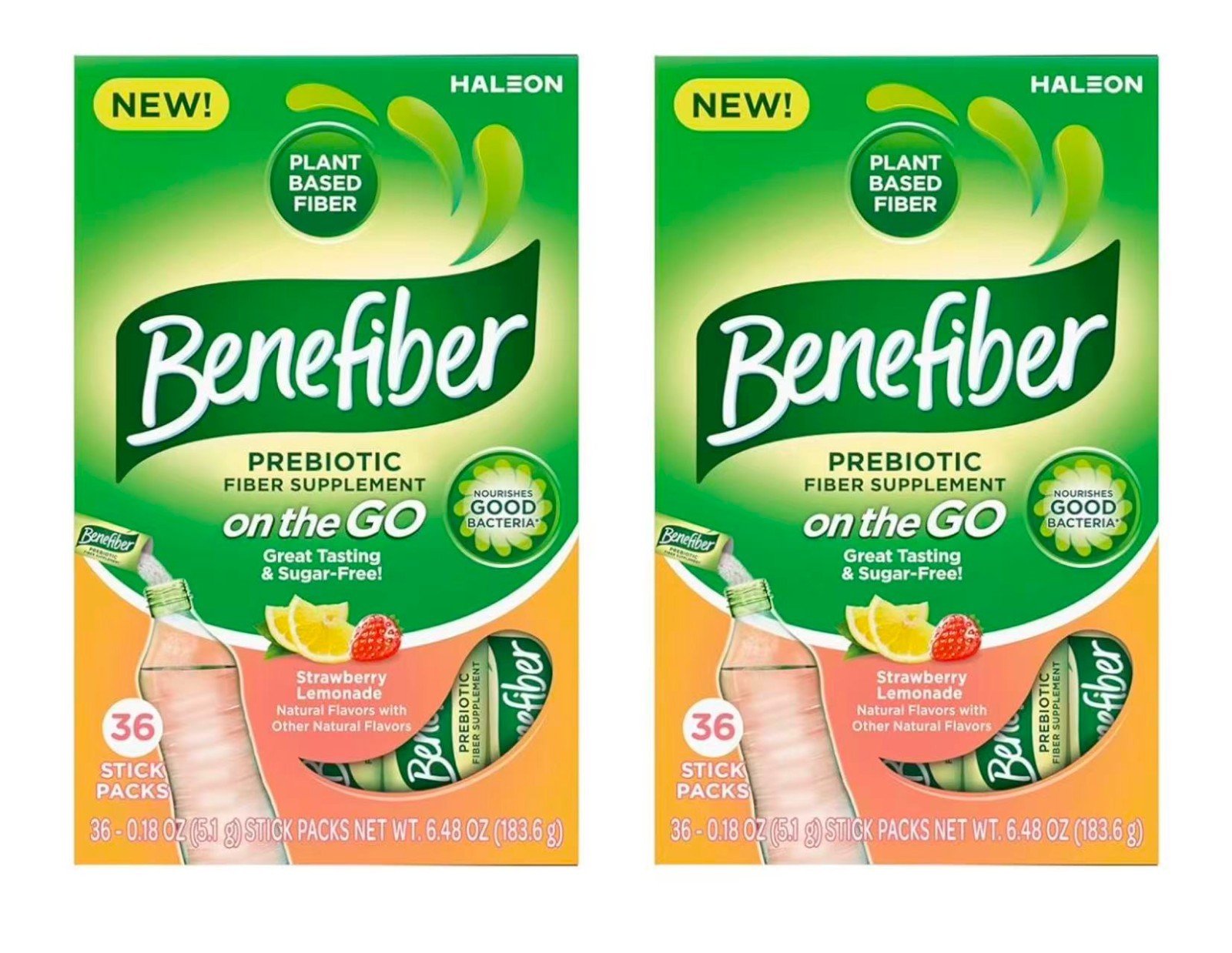 2-pack Benefiber Fiber Supplement Strawberry Lemonade On The Go Stick 36(05/2026