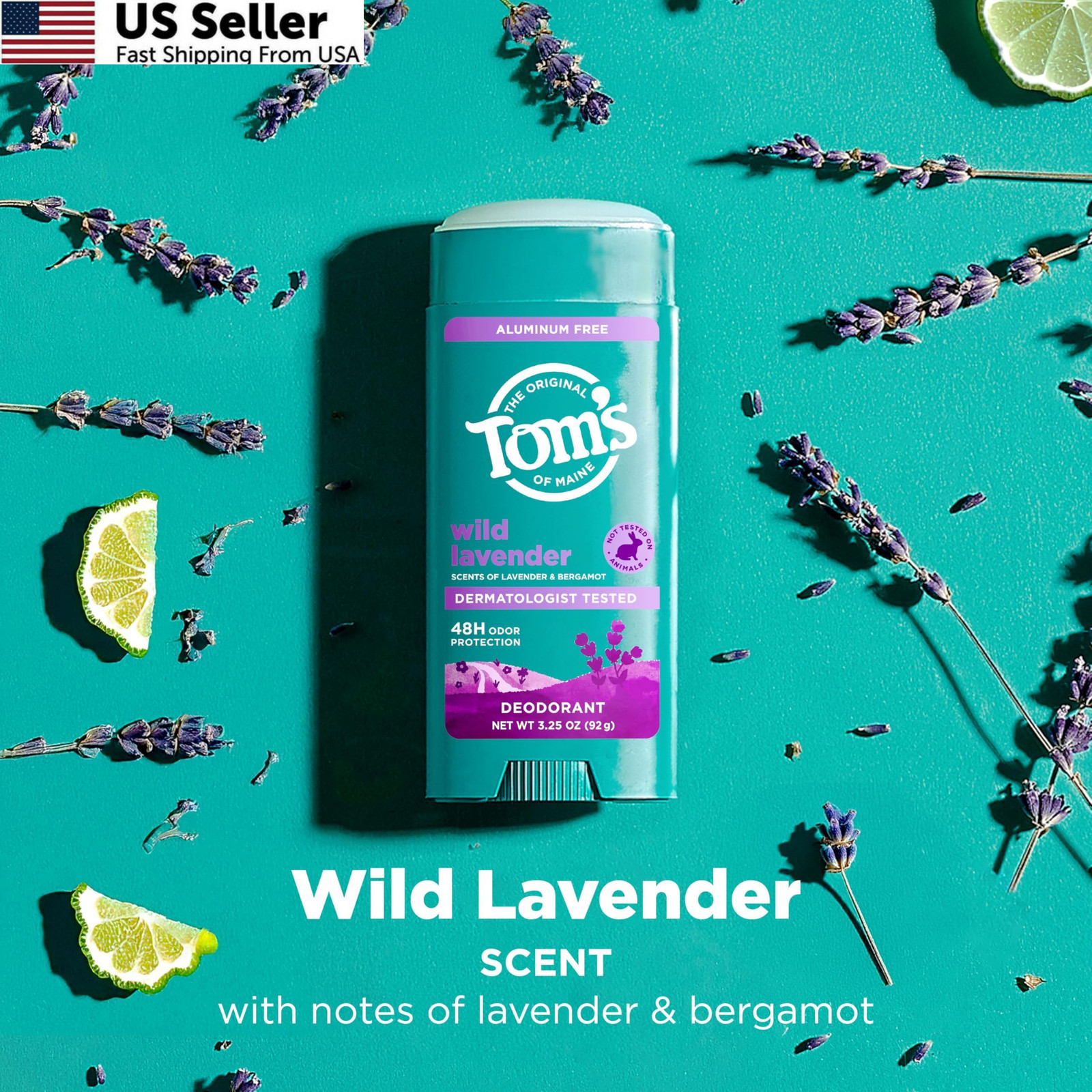 Tom’s of Maine Wild Lavender Natural Deodorant for Men 3.25 Ounce (Pack 2)