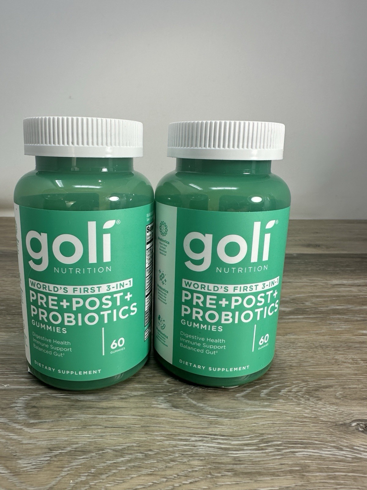 2pack Goli Nutrition Worlds First 3-in-1 Pre+Post+Probiotics Gummies 120 Gummies