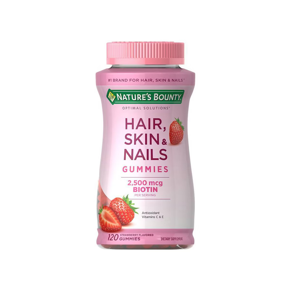 Nature’s Bounty Hair, Skin & Nails Gummies with Biotin – Strawberry – 120ct