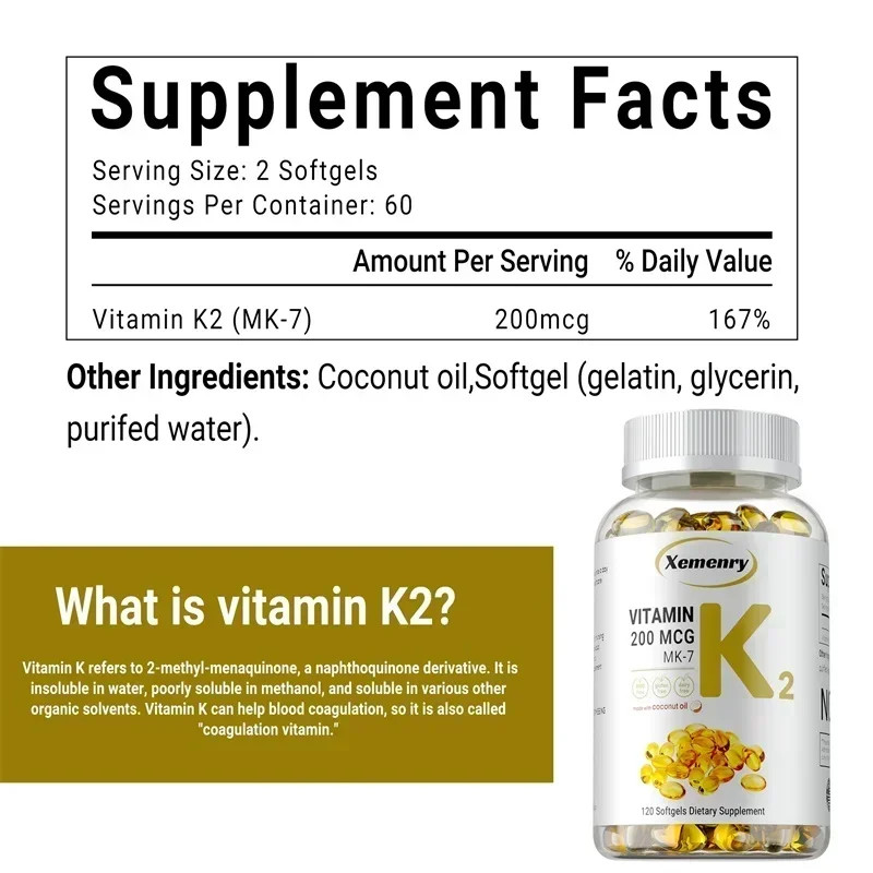 Vitamin K2 240pcs – Bone Density, Joint, Teeth, Skin, Heart Health and Immunity