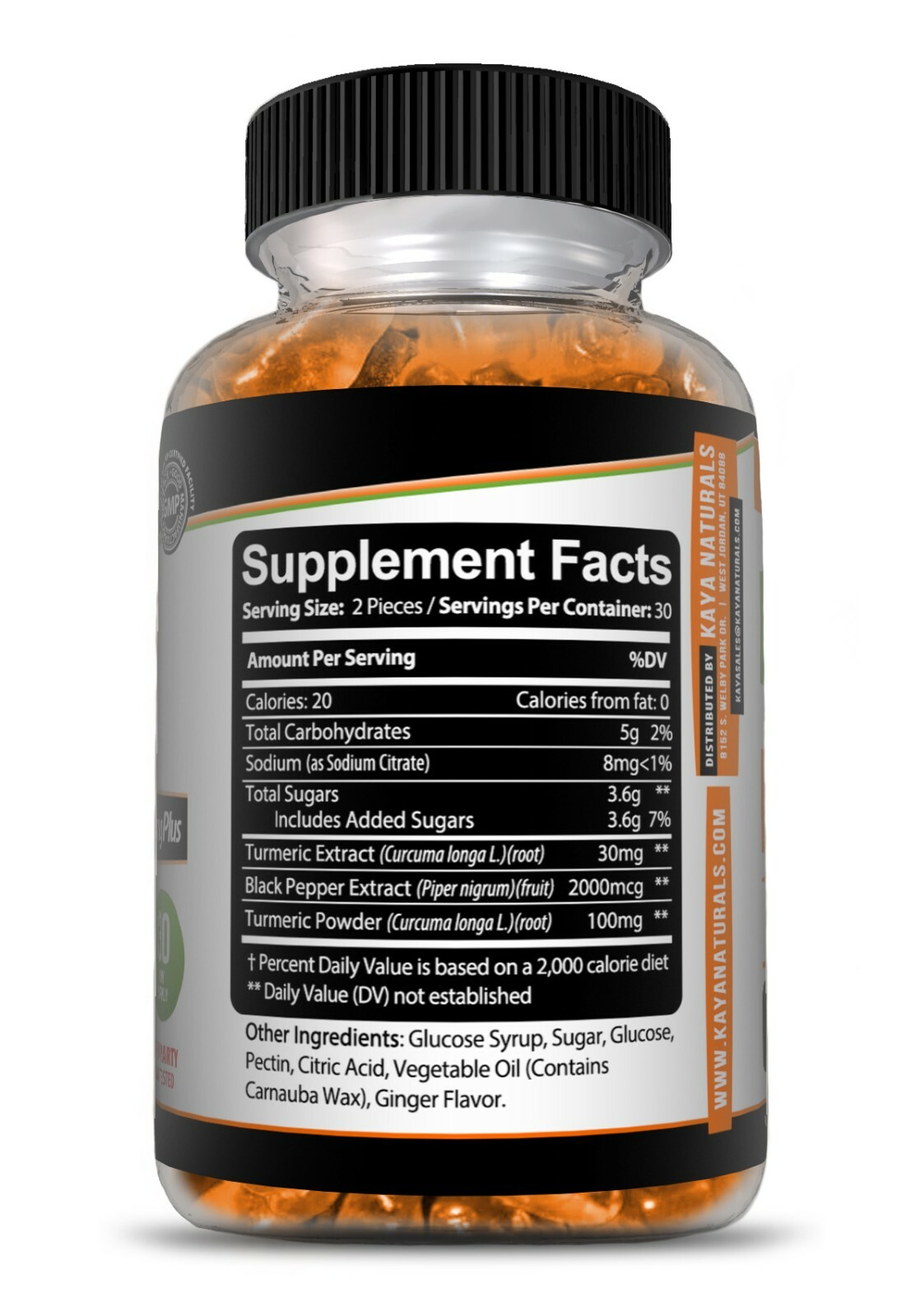 Turmeric Curcumin Black Pepper Gummies 60ct Joint Pain Inflammation Relief Gummy