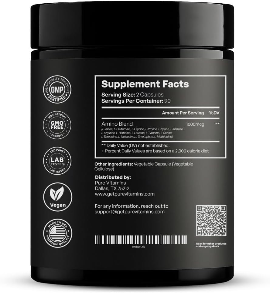 157 Amino Body Support Complex 1000 mcg with L-Glutamine – Made in USA – 180ct.