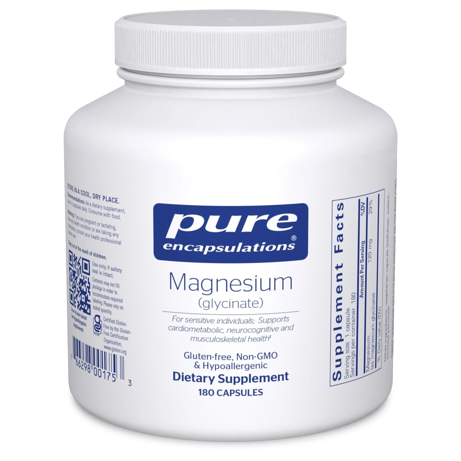 Pure Encapsulations Magnesium (Glycinate) – Supplement 180 Count exp04/2027