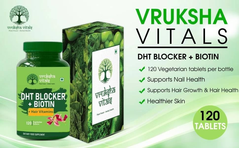 5 Pack VRUKSHA V.ITALS DHT Biotin 120 Tablets Support