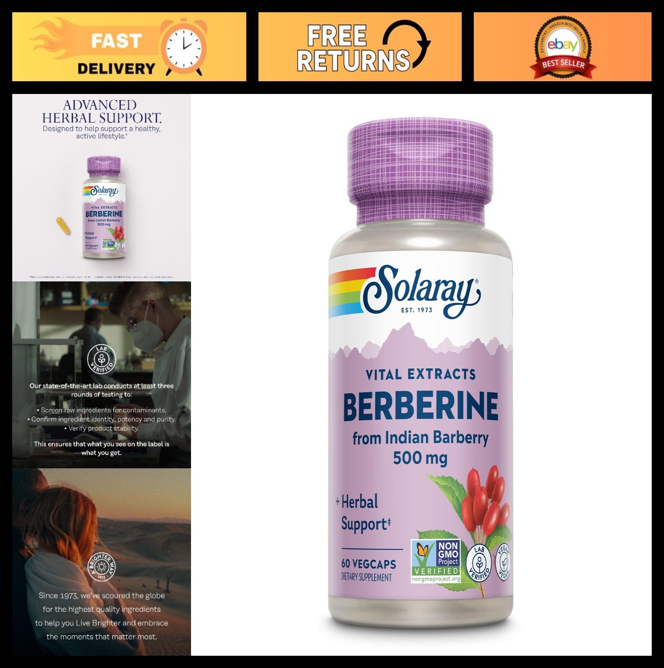 Berberine Extract 500mg – 60 VegCaps for Metabolism & Ketone Support, AMPK Activ