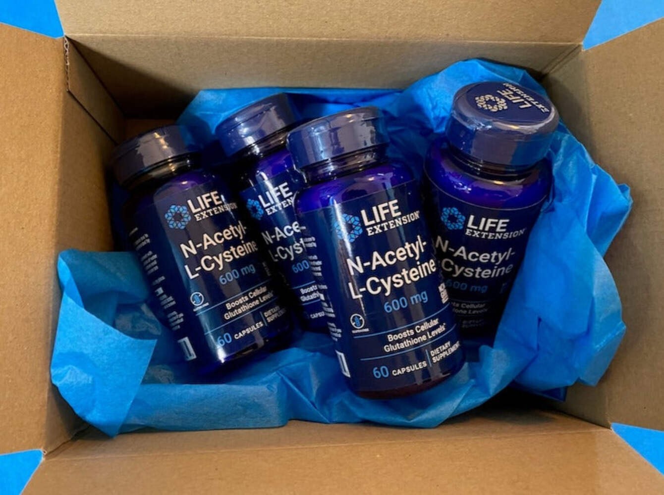 N-Acetyl-L-Cysteine 600 mg 4 bottles 240 caps total Box O’ NAC Life Extension