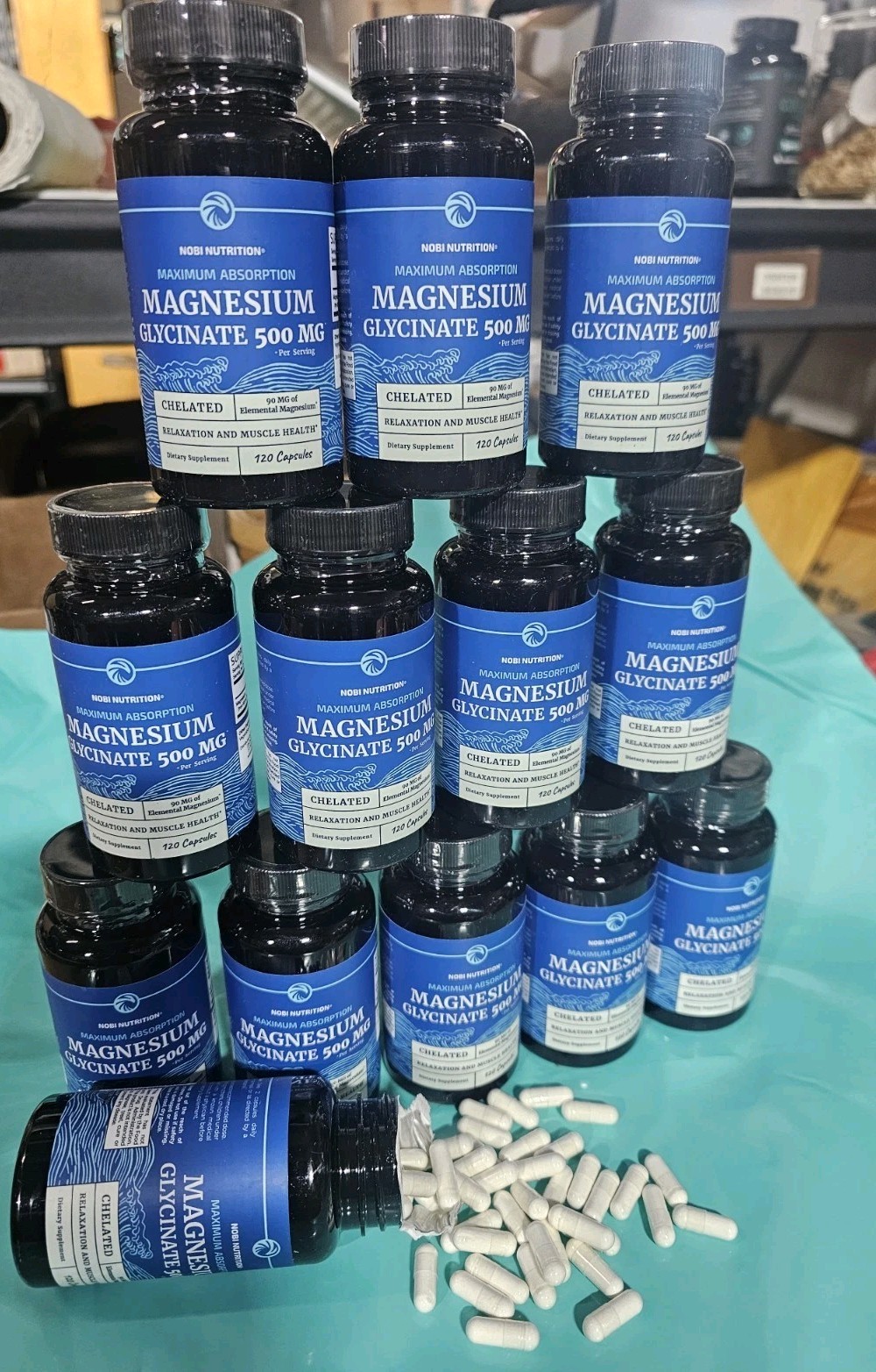 12 pack Nobi Nutrition Magnesium Glycinate, Max Absorption, 500mg, exp 9/2027