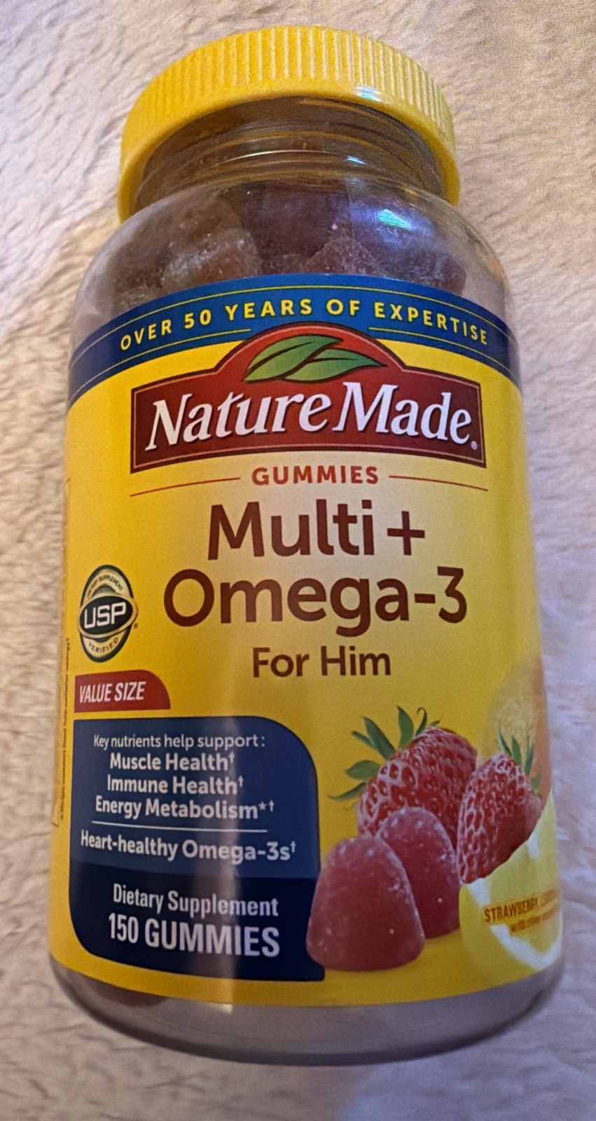 Nature Made Mens Multivitamin Gummies with Omega-3, 150 Count Exp 07/2026