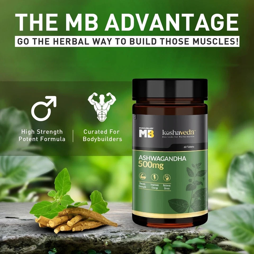 MuscleBlaze Koshaveda Ashwagandha 500mg For Enhance Performance & Strength 120pc