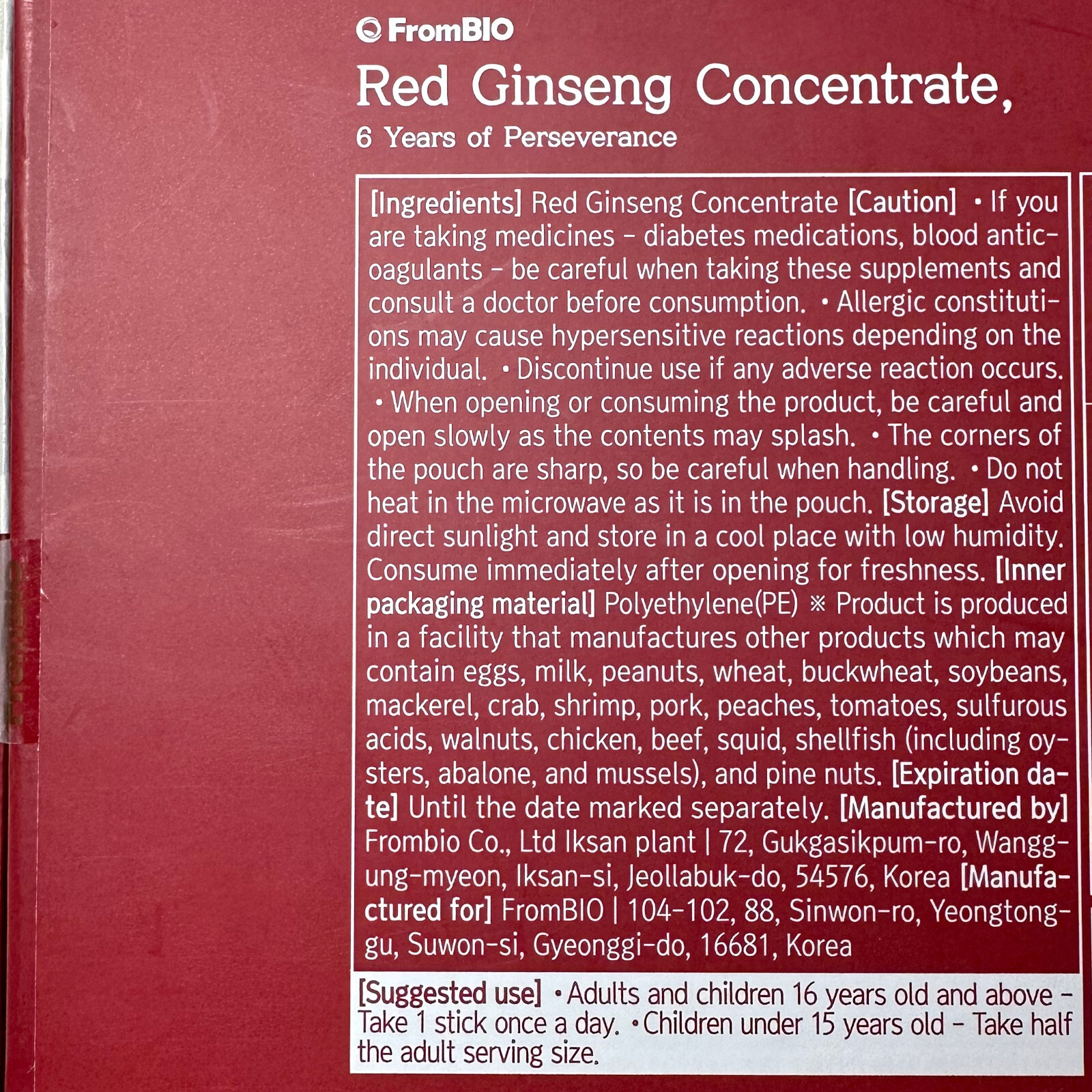 30 Days Supply FromBIO Aged Red Ginseng Stick Concentrate