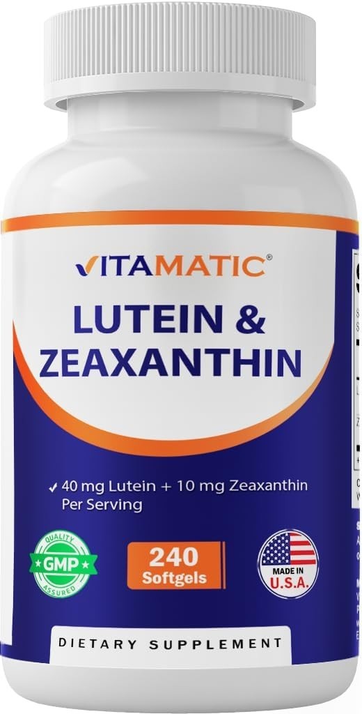 Effective Lutein 40mg & Zeaxanthin 10mg – 240 Softgels for Vision Care