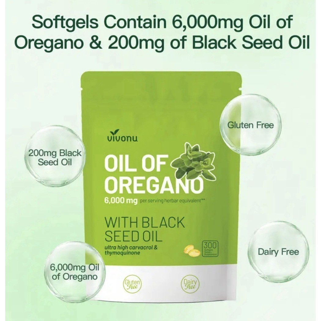 Oil of Oregano Softgels with Black Seed Oil – 6000mg Oregano Oil NEW