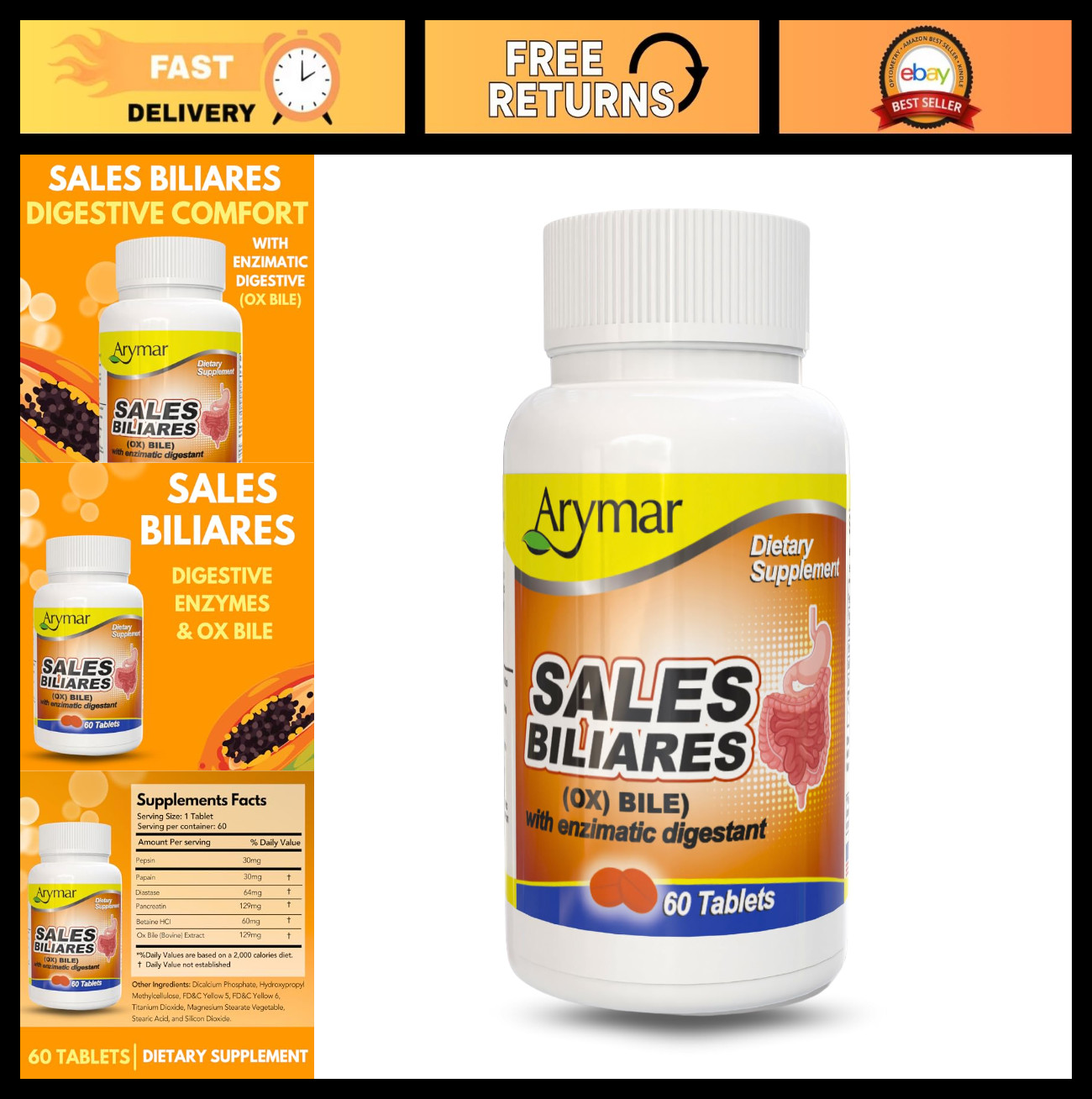 Ox Bile with Digestive Enzymes – 60 Tablets for Digestive Support & Health