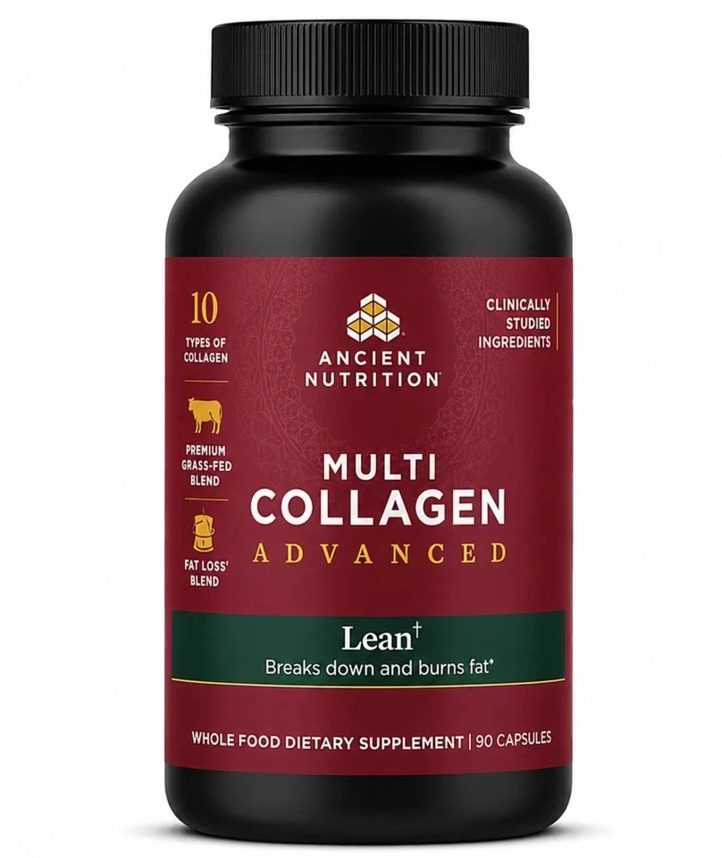 Ancient Nutrition Multi Collagen Advanced LEAN Breaks Down & Burns Fat 90ct/ P-1