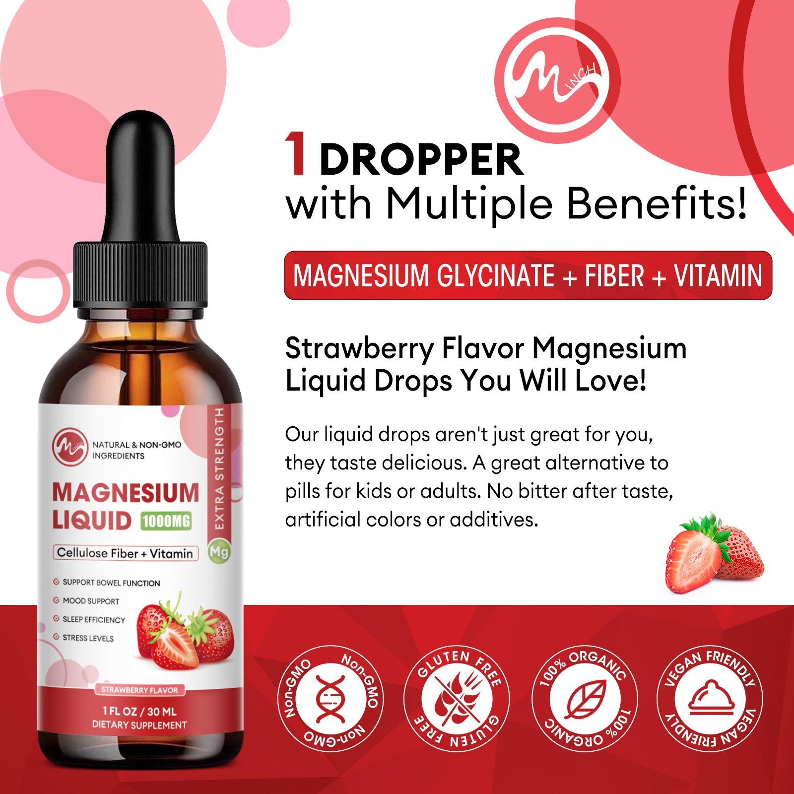 Magnesium Liquid Drops, Magnesium Glycinate,Improve Sleep,Anxiety Relief 60ml