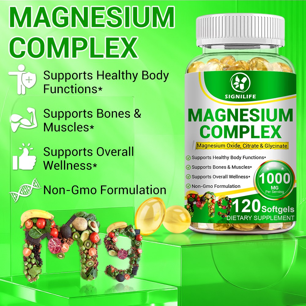 Magnesium Complex 1000mg, 120 Capsules – Gluten Free and Non-GMO