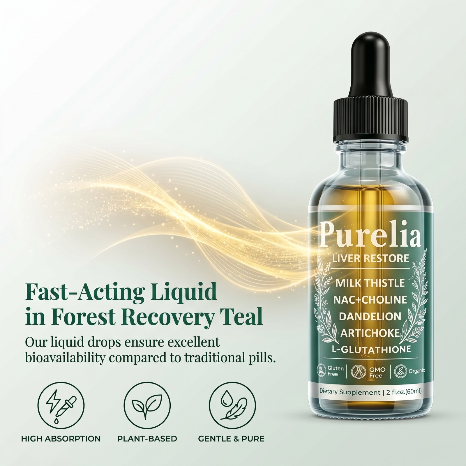 Purelia Liver Restore Drops Complete Liquid Liver Support Supplement