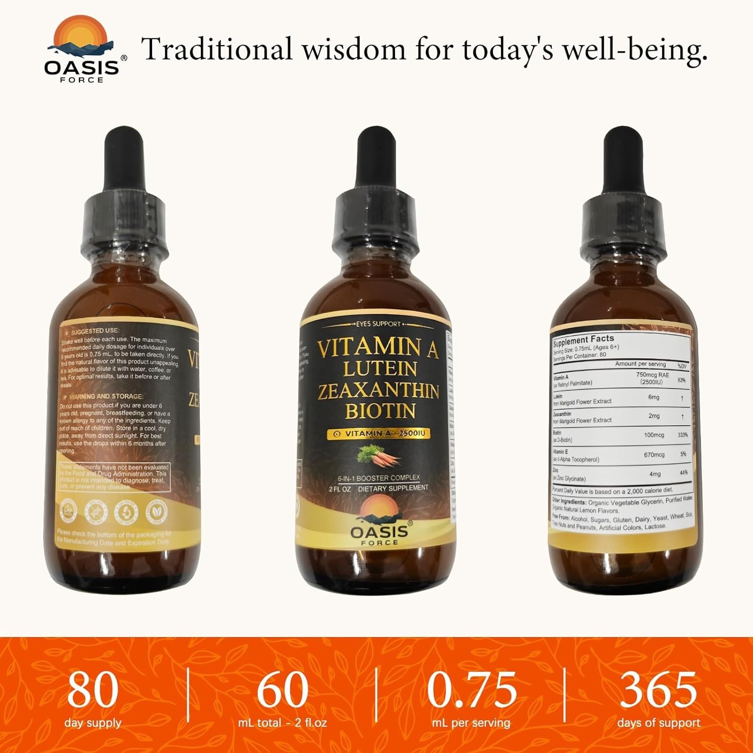 Vitamin A Liquid Supplement Lutein & Zeaxanthin Vision Eye & Immune Support