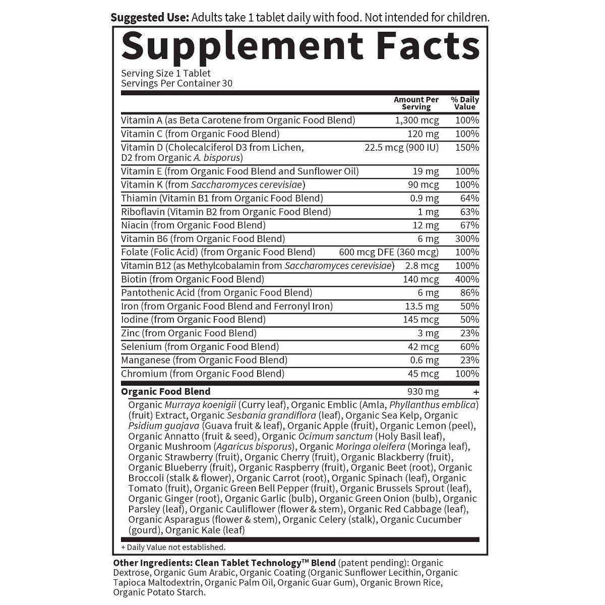 Garden of Life Organic Vegan Prenatal Daily Multivitamin Tablets – 30ct