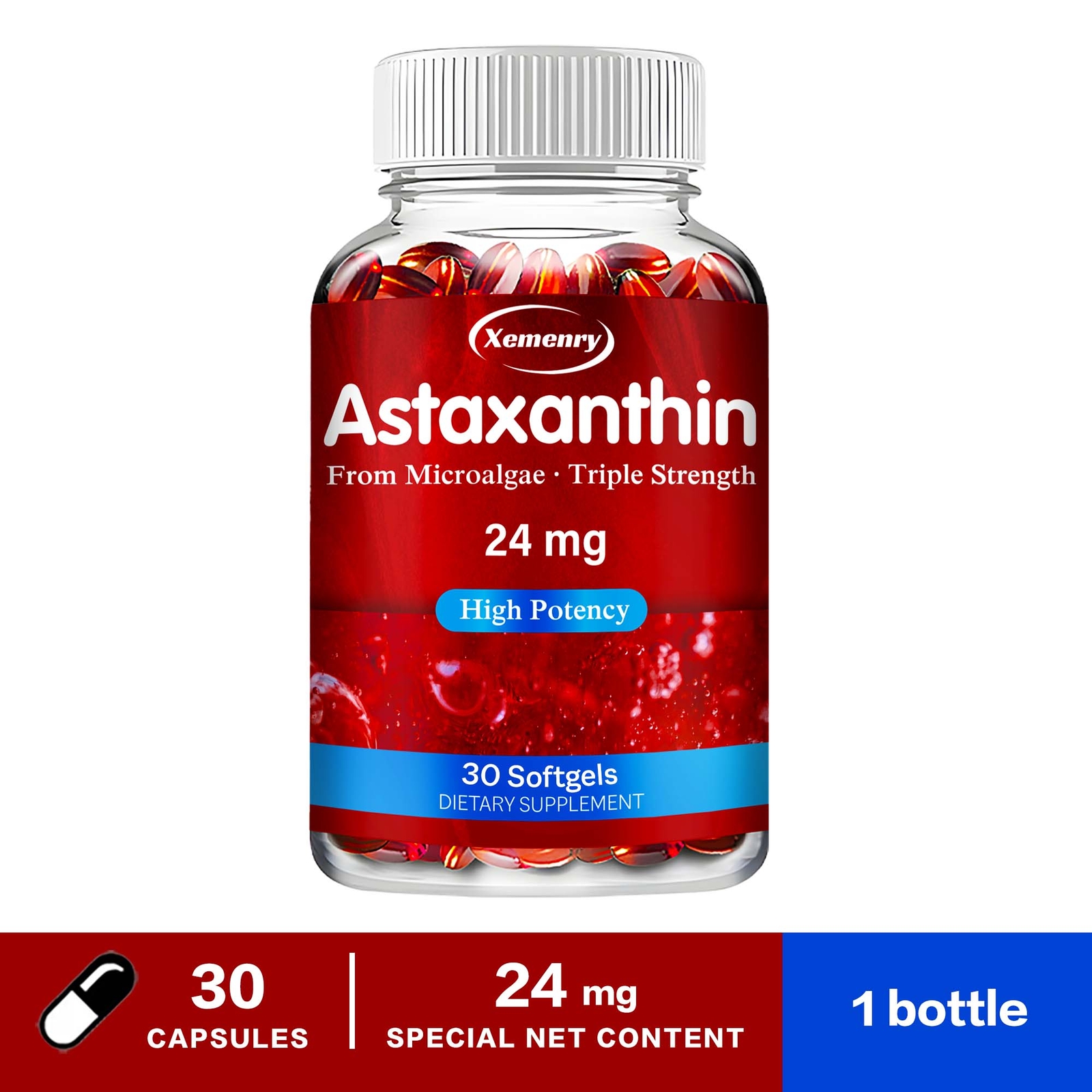 Astaxanthin 24mg – Haematococcus Pluvialis, Cellular Protection, Antioxidant