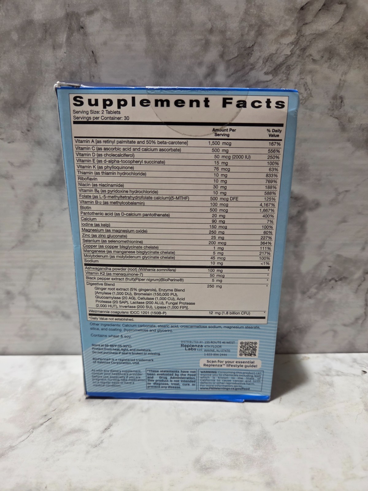 Replenza GLP Support Daily Nutritional Supplement 60 Tablets 8/2026