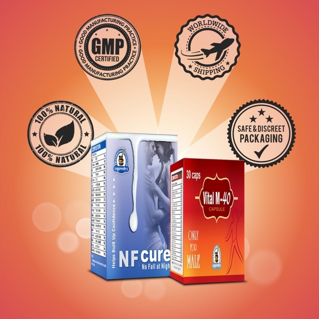 NF Cure and Vital M-40 Capsules | Herbal Night Support for Men Wellness Vitality