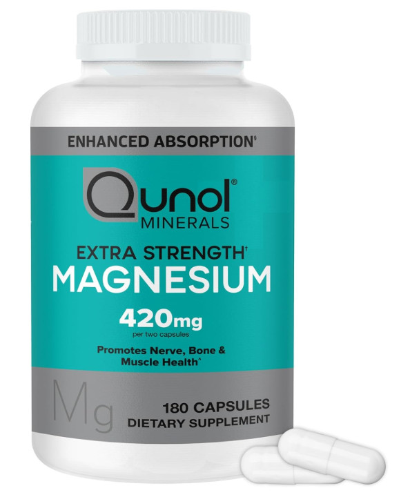 Qunol Magnesium Capsules 420mg, 100% DV, High Absorption Magnesium Supplement, E
