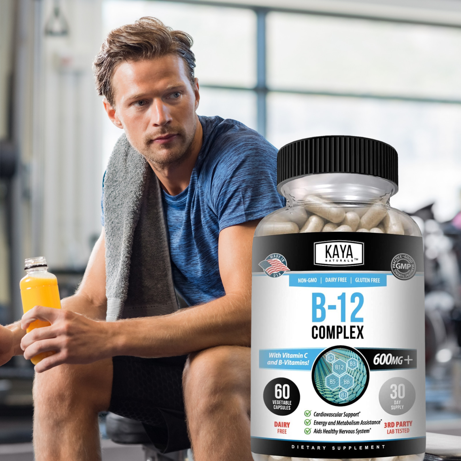 Vitamin B-12 Complex 60ct, B-12 Vitamins, Energy, Cardio, Aids Nervous System