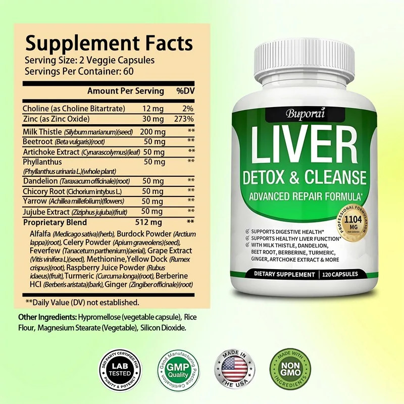 Liver Cleanse Detox Restorer 120pcs,Liver Health,Promote Digestion & Absorption