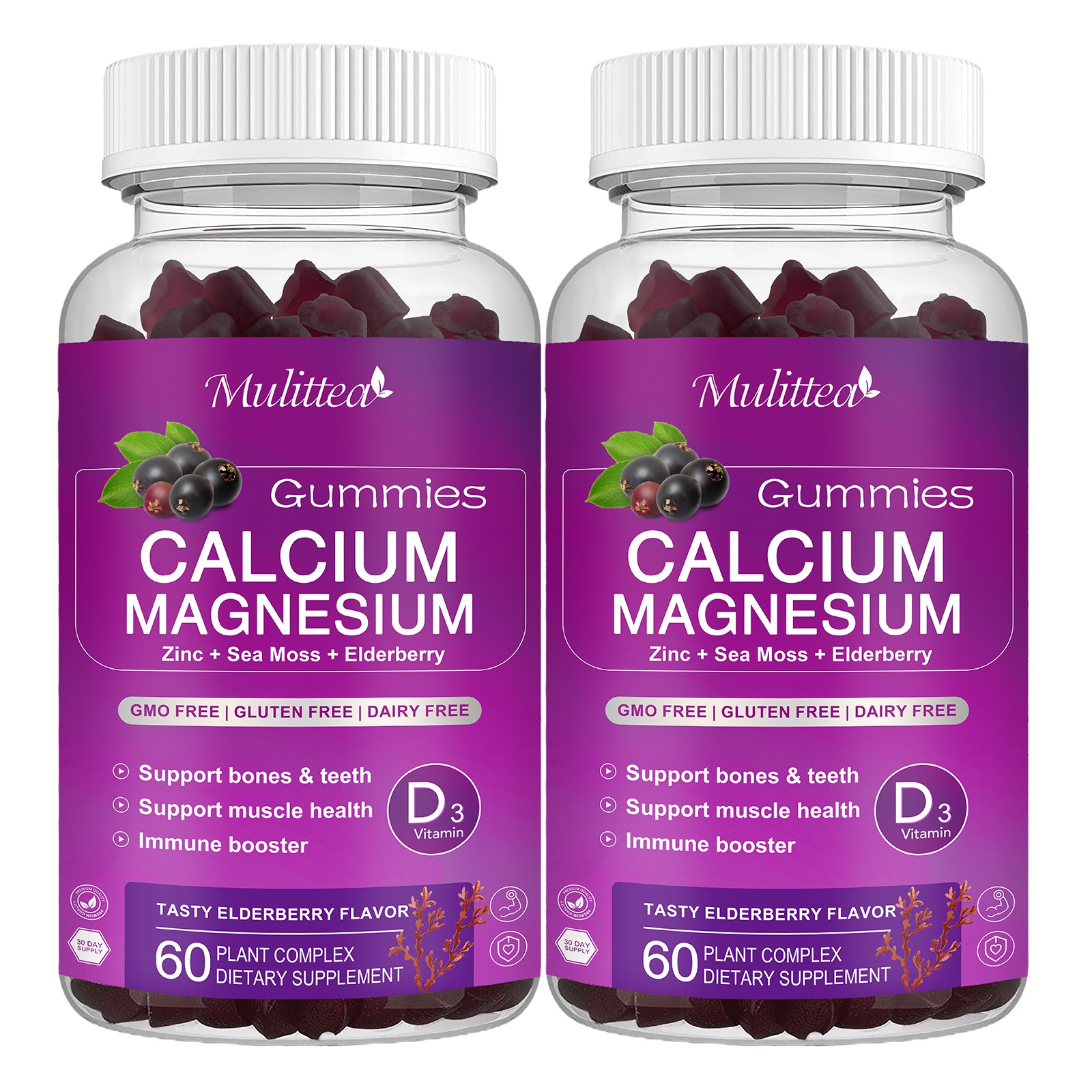 120pcs Calcium Magnesium Zinc D3 Gummy for Muscle,Bone,Calm,Mood,Sleep Support