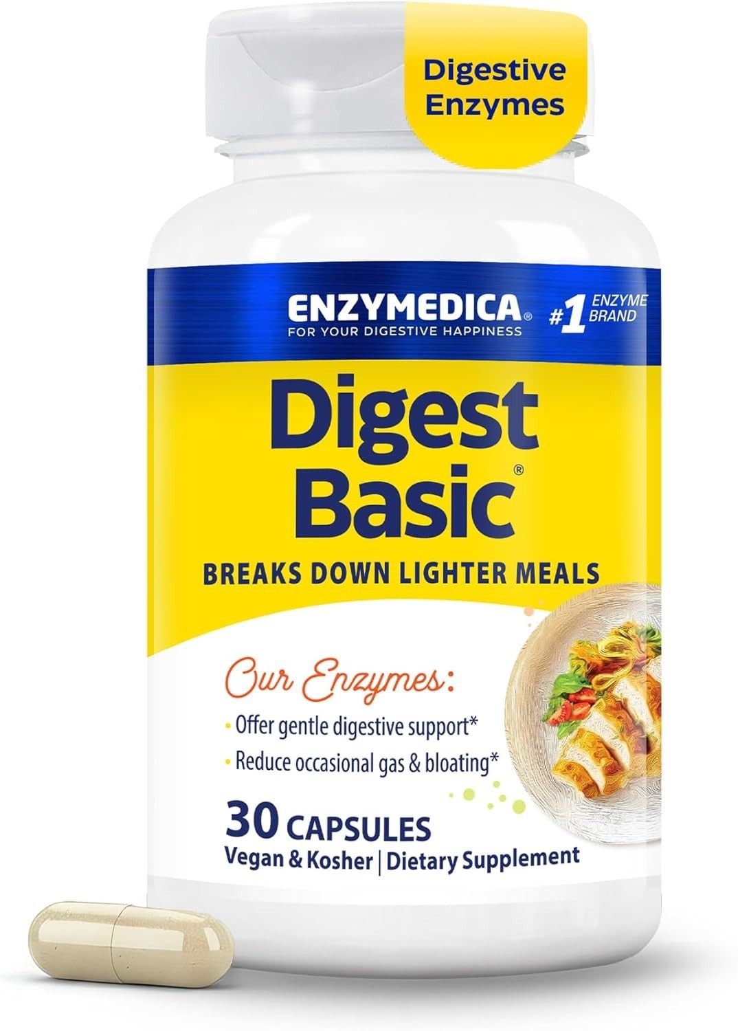 Enzymedica Digest Basic – Digestive Enzyme Supplement for Women & Men