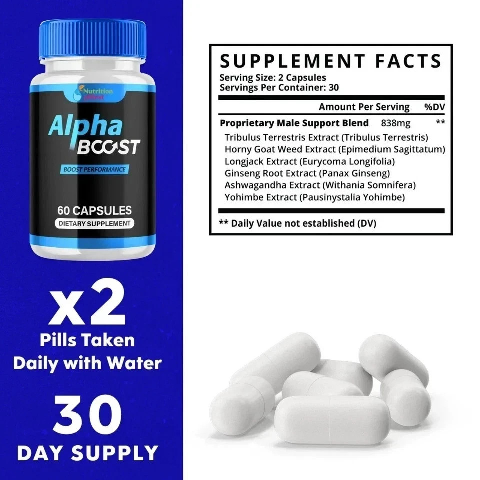 Alpha Boost innovative Supplement for Men with Natural Ingredients 180 Capsules