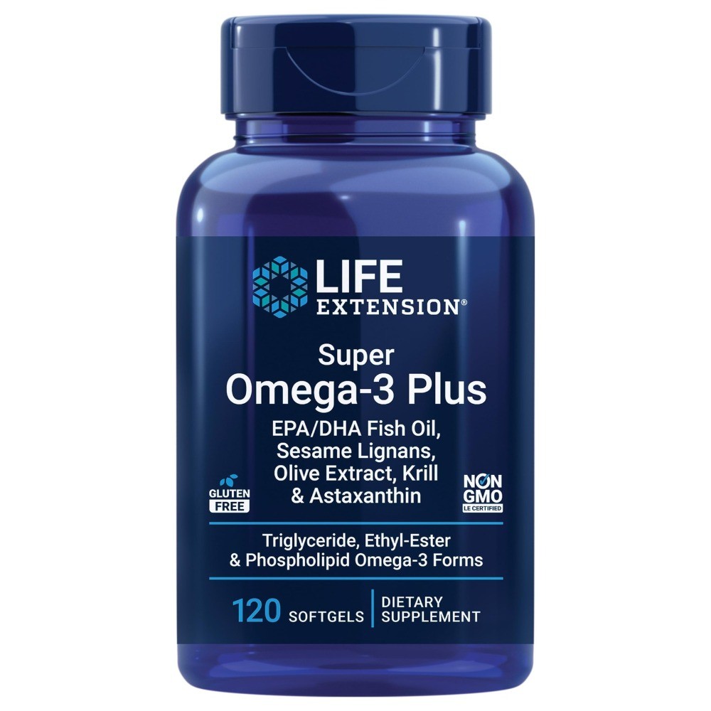Life Extension Super Omega3 Plus EPA/DHA Fish Oil, Sesame Lignans (120 Softgels)