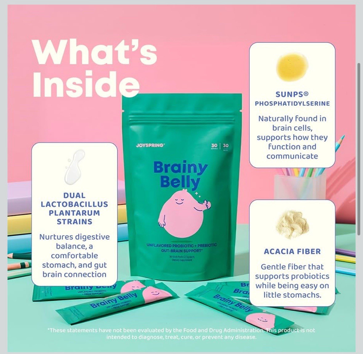 JoySpring BrainyBelly Kids Probiotic Brain & Gut Support