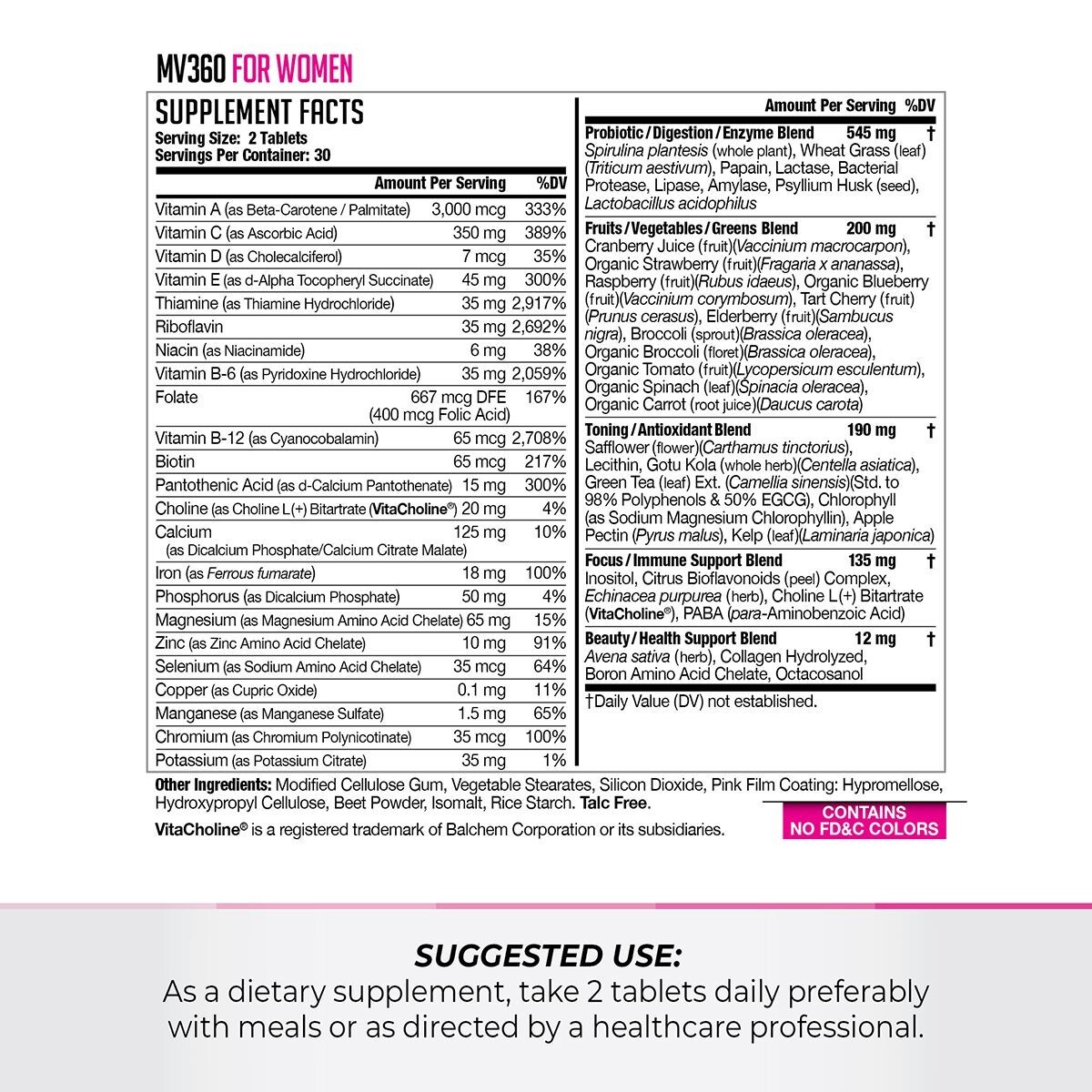 NDS Nutrition MV360 For Women, 5-in-1 Complete Multivitamin for Women 60 Tablets