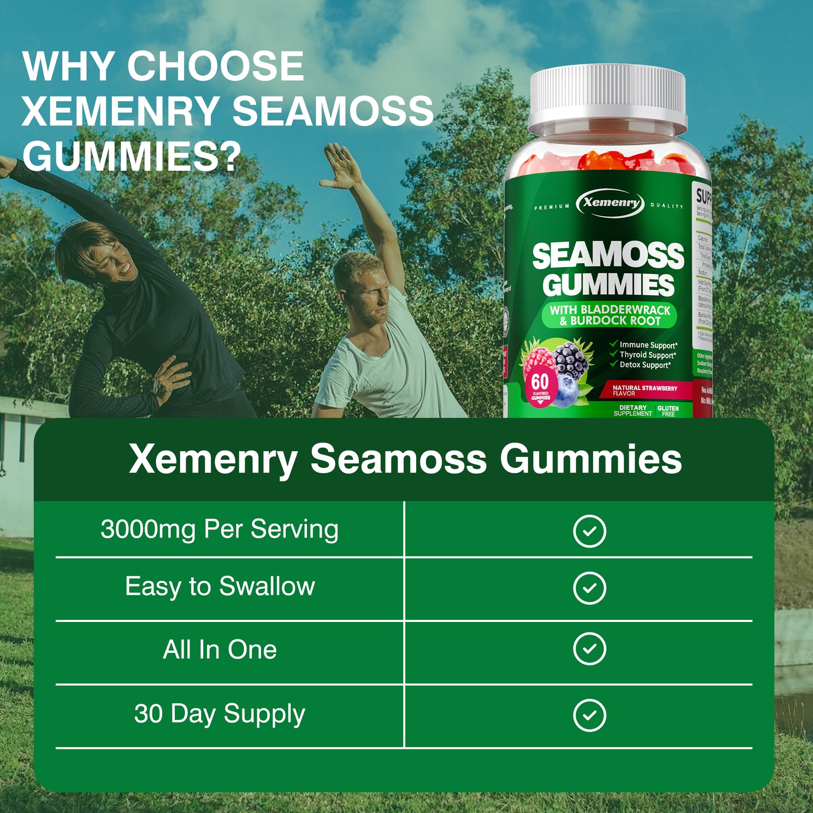 Seamoss Gummies 3000mg – Detox,Thyroid Health, Digestive and Immune Support
