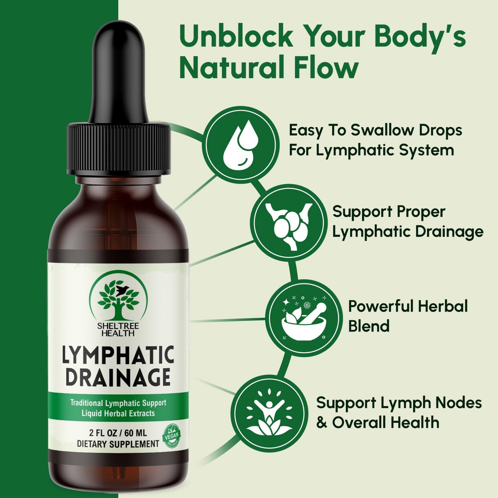 Organic Lymphatic Drainage Drops 2 Fl Oz | Vegan Non-GMO Cleavers Red Clover Dan