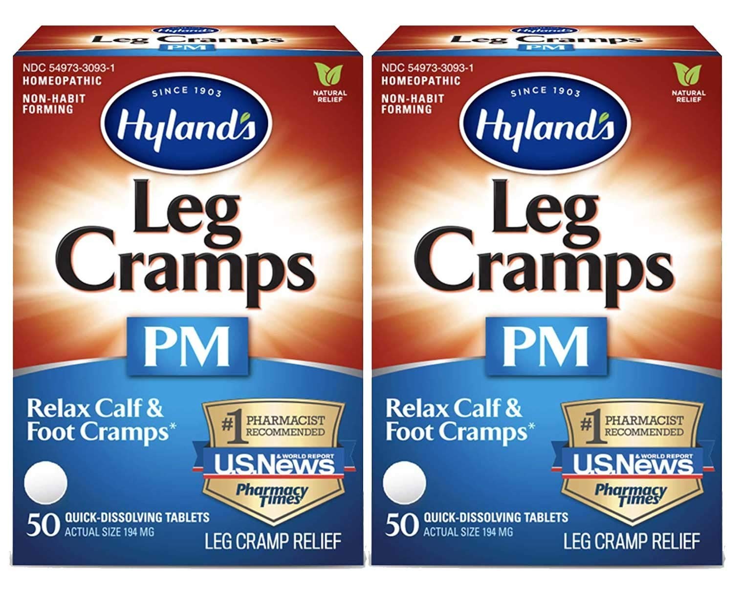 Leg Cramps PM Tablets – 50 Count (Pack of 2) – Fast Relief for Nighttime Cramps