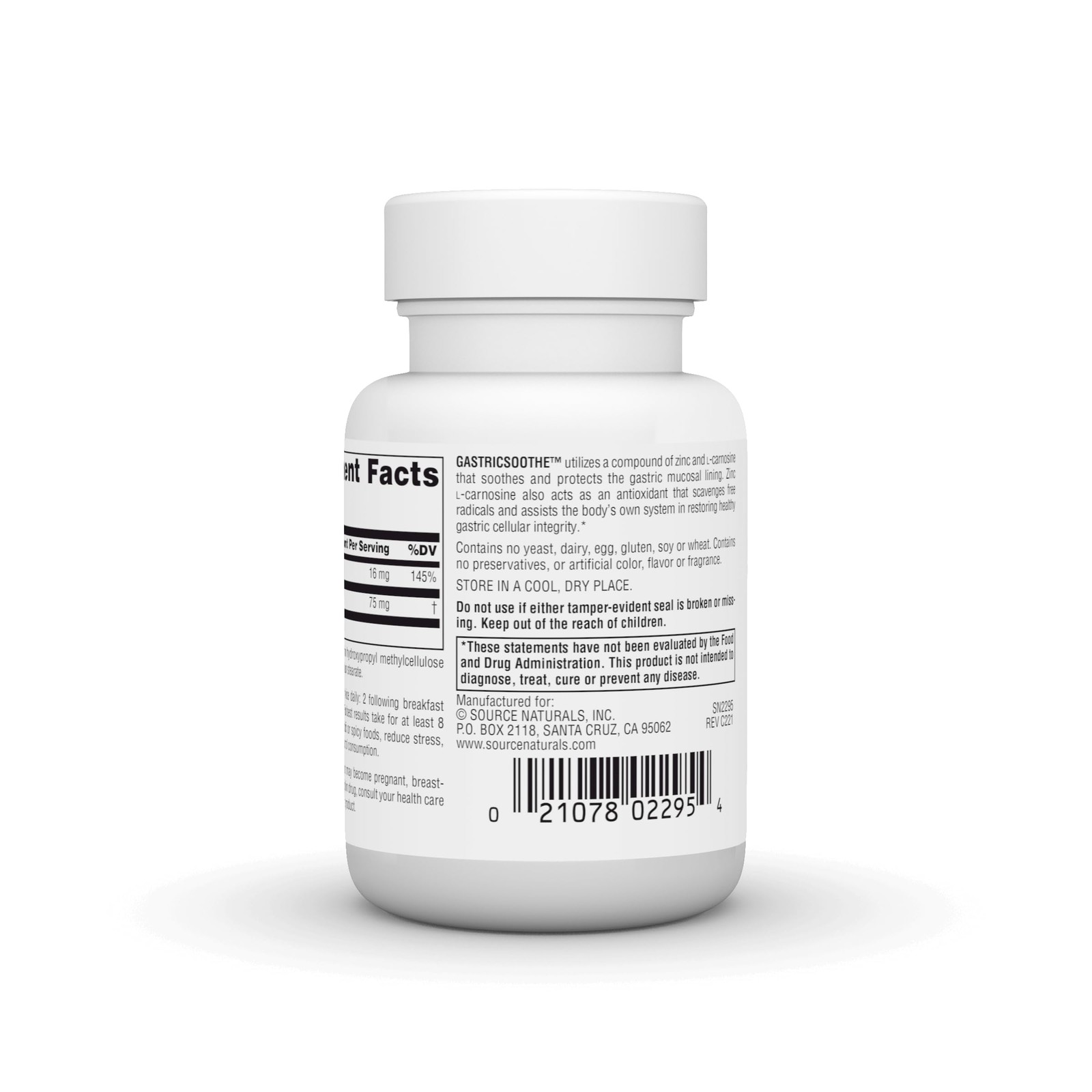Source Naturals GastricSoothe Zinc L-Carnosine* – 30 30 Count (Pack of 1)