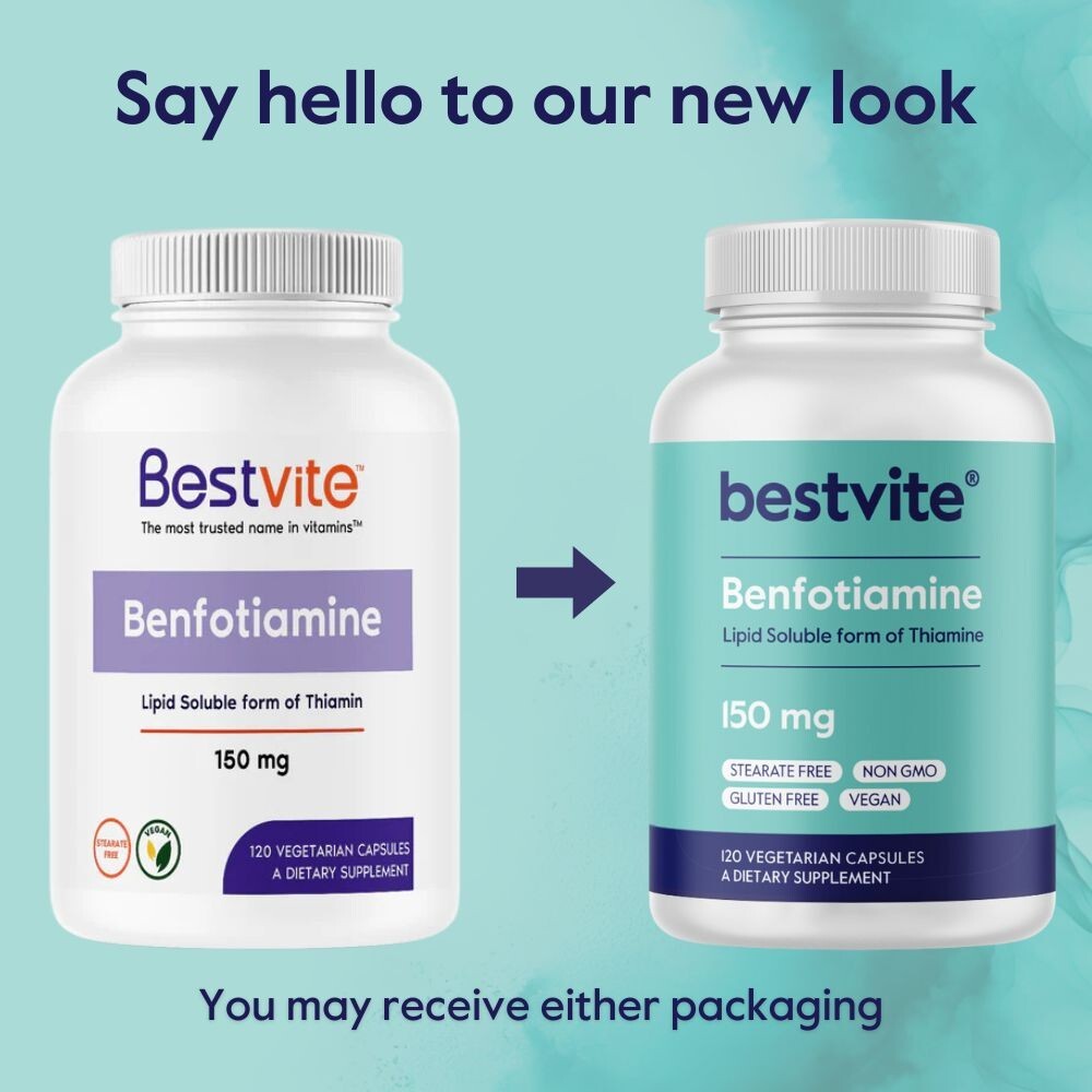 Benfotiamine 150mg (120 Vegetarian Capsules)-No Stearates-No Silicon Dioxide