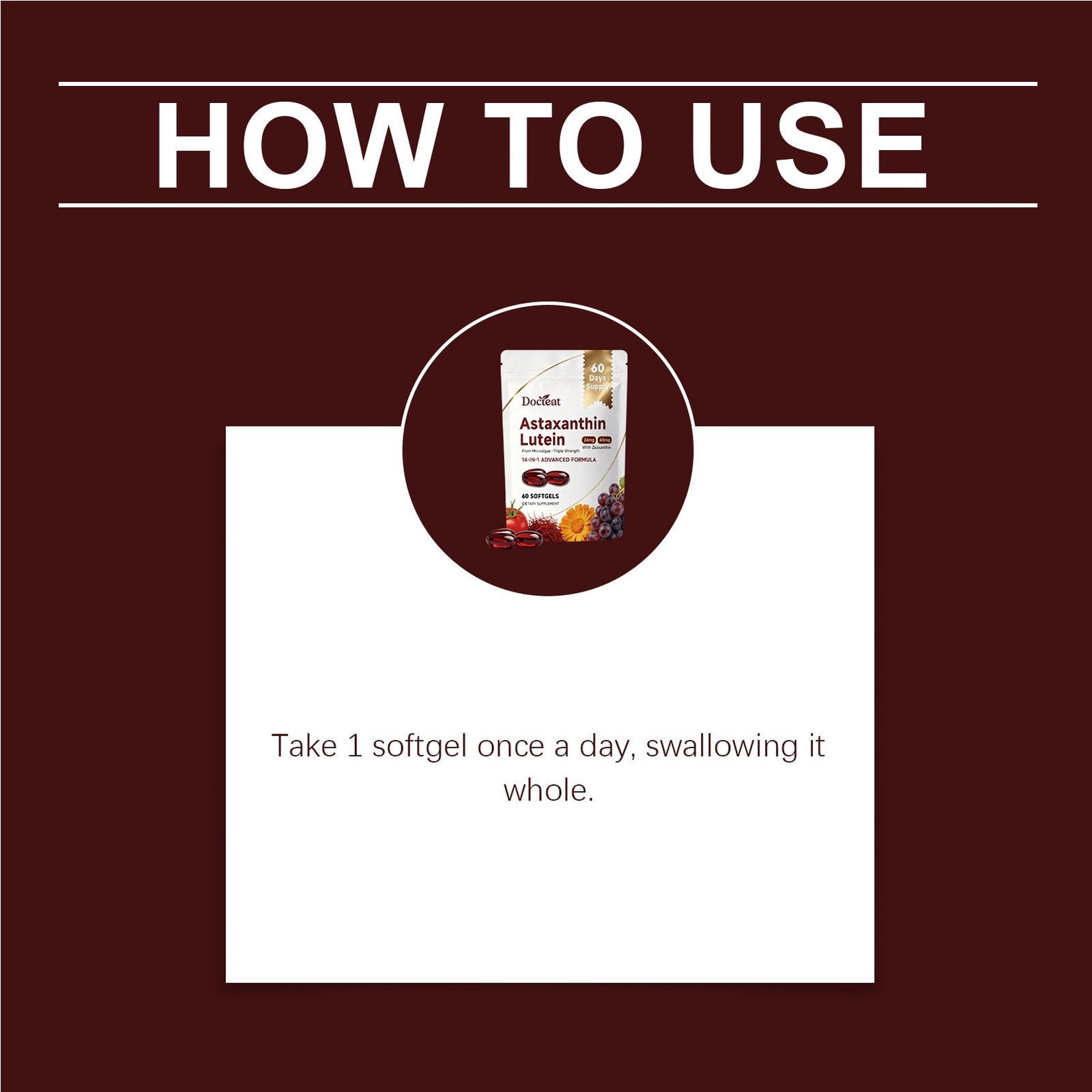 Astaxanthin 14-in-1 24mg & Lutein 40mg with Zeaxanthin Supplements