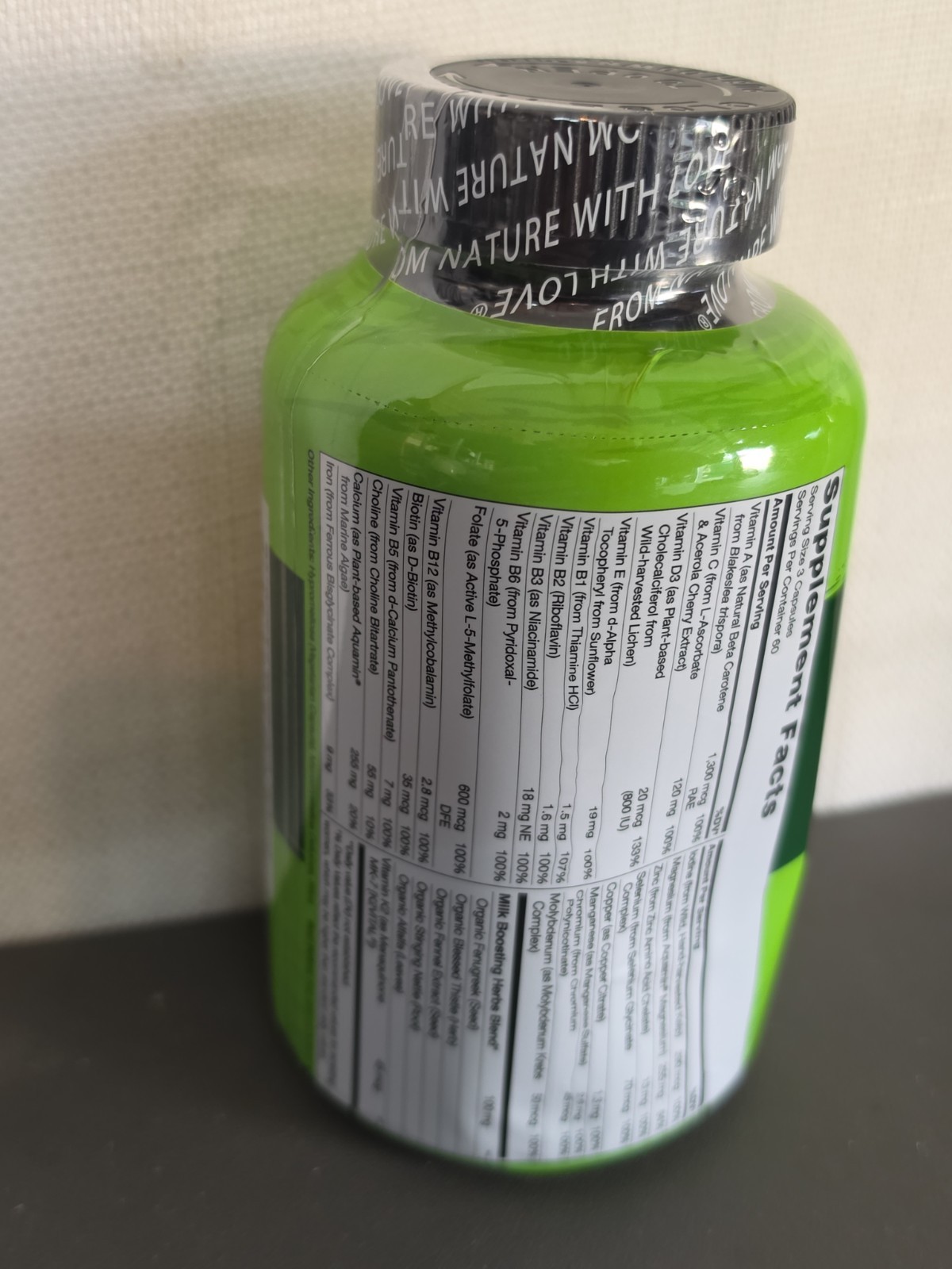 Naturelo Prenatal Multivitamin Folate Iron Calcium 180 Caps EXP 11/13/2026