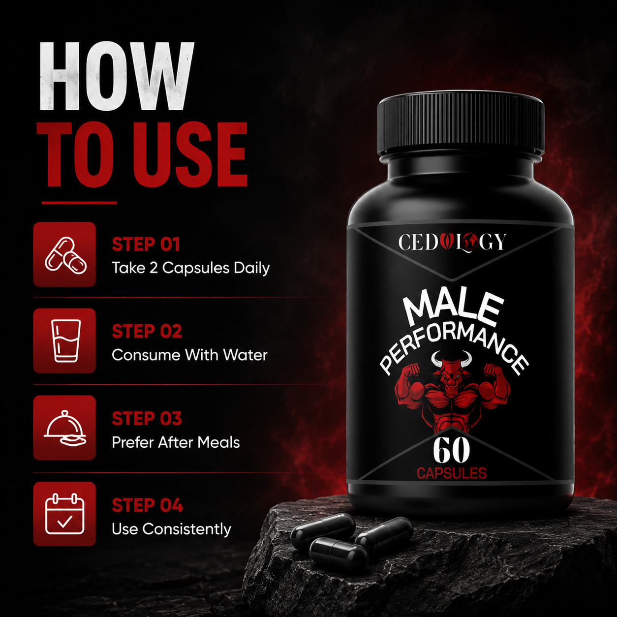 Cedulogy Male Performance Herbal Supplement 60 Capsules Men’s Daily Wellness