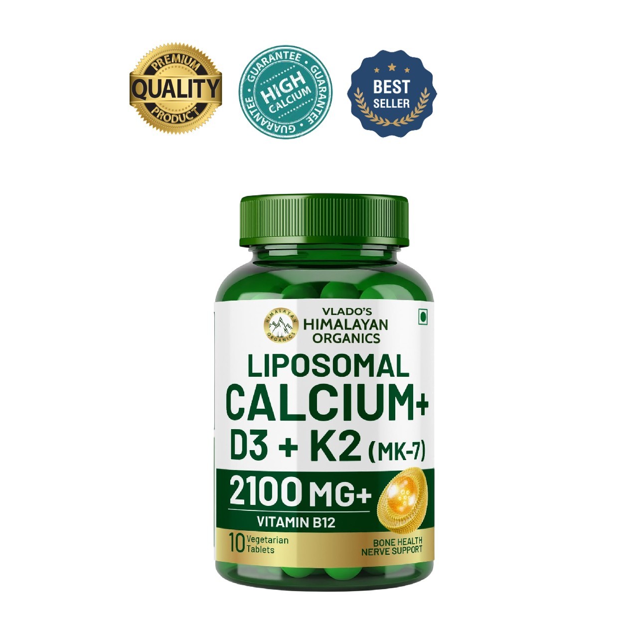 HIMALAY.AN Organics Liposomal Calcium 650mg 10 Veg Tabs