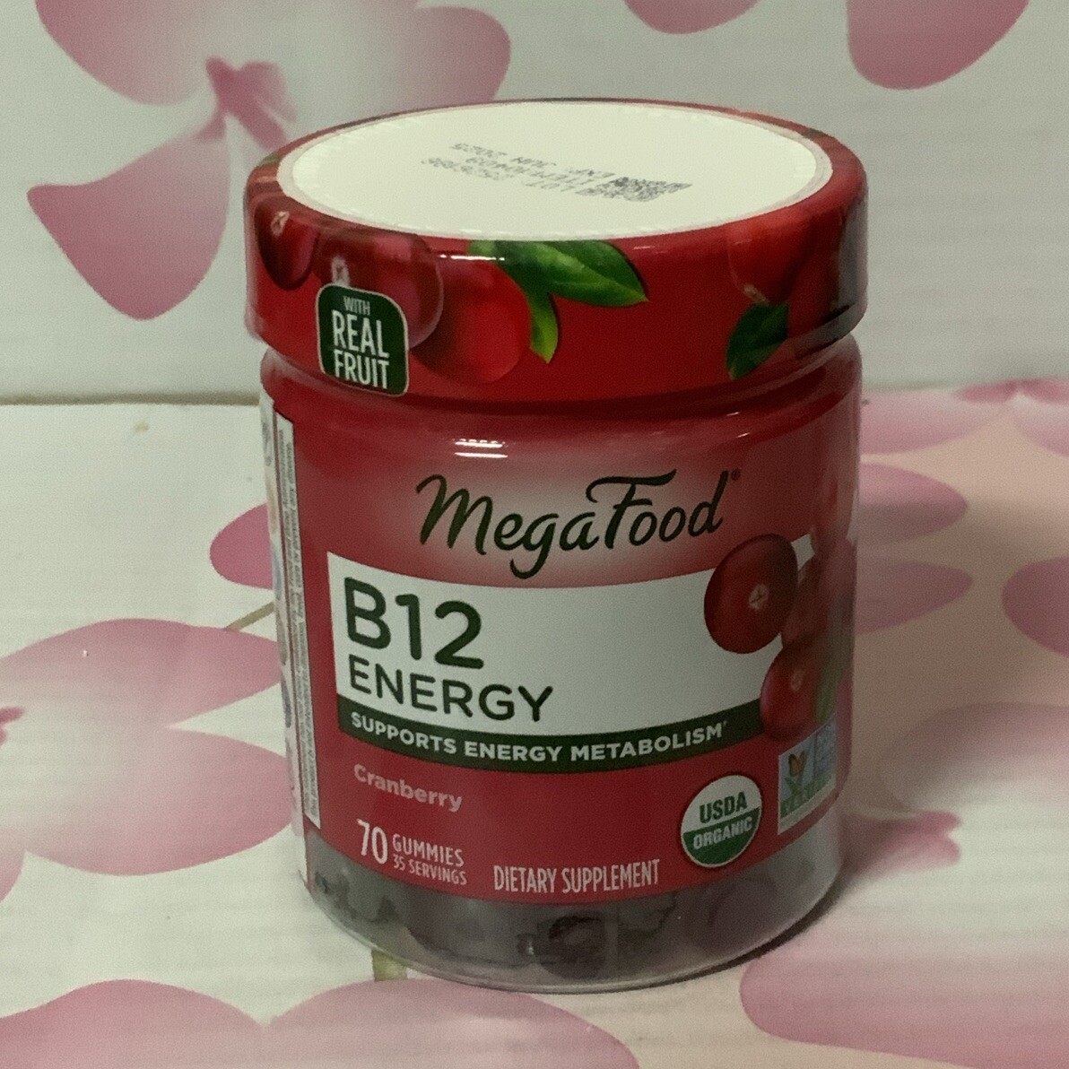 🍒 B12 Energy Gummies Cranberry by MegaFood 70 Gummy🆕exp 06/2025