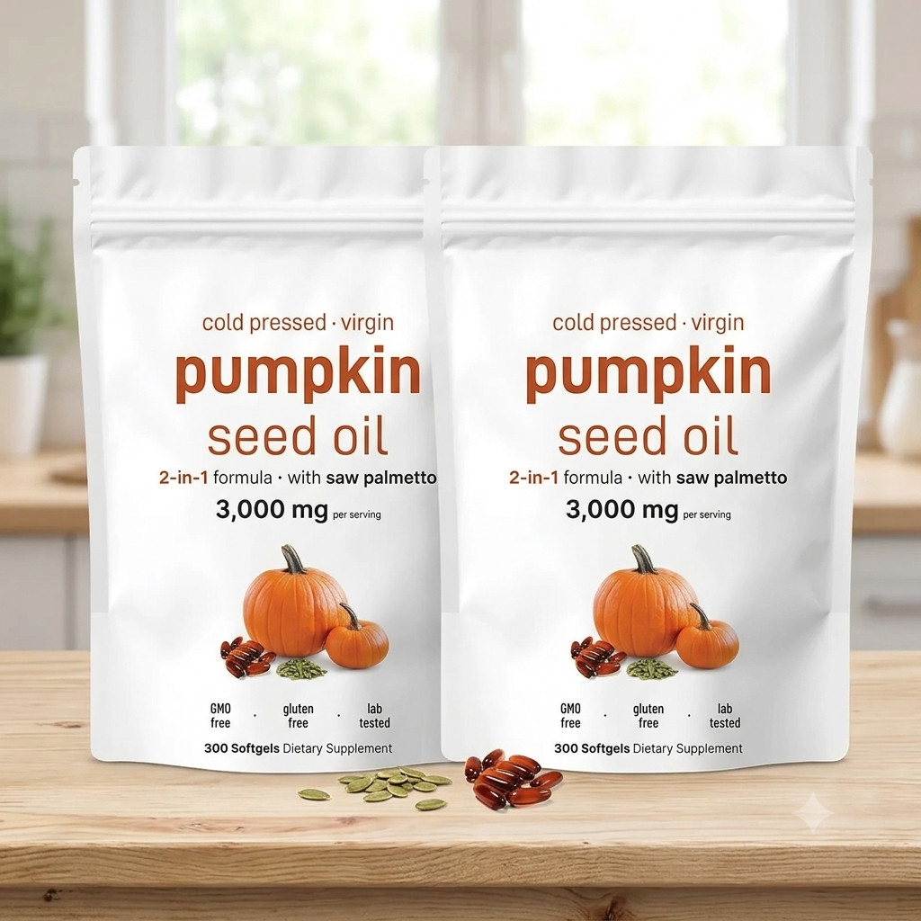 Pumpkin Seed Oil with Saw Palmetto 3000mg 180 Softgels Cold Pressed pack 2 piece