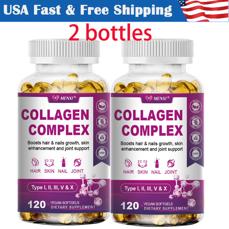 2x Collagen Peptides Types I, II, III, V, X 2000mg Pills Anti-Aging Skin Capsule