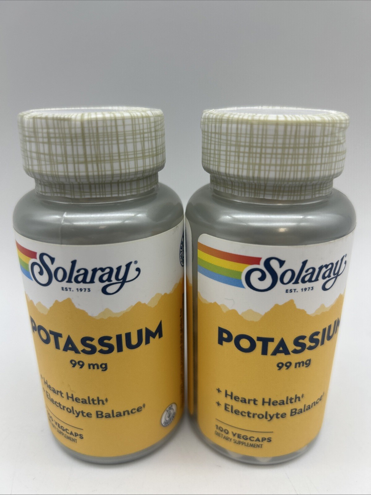 Solaray Potassium Supplement 99 mg 100 Ct. Eq. Lot Of 2 Exp. 02/2027